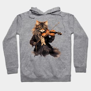 Maine Coon Cat Playing Violin Hoodie